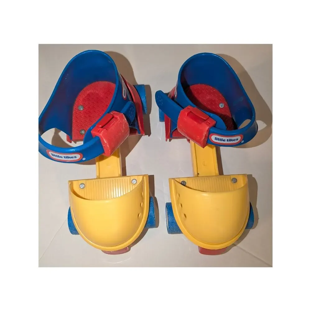 Vintage Little Tikes Adjustable Child Size Roller Skates Blue Red Yellow